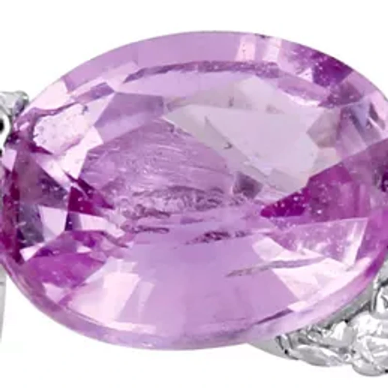 1 ct. t.w. Oval Light Pink Sapphire and 1/4 Diamond Ribbon Ring 14k White Gold