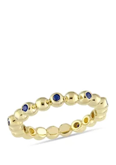 1/5 ct. t.w. Sapphire Beaded Scalloped Eternity Ring 14k Yellow Gold