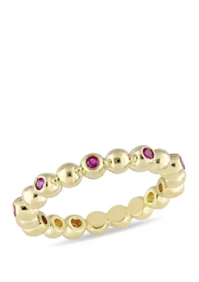 Ruby Beaded Eternity Ring in 14k Yellow Gold