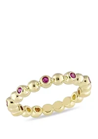 Ruby Beaded Eternity Ring in 14k Yellow Gold