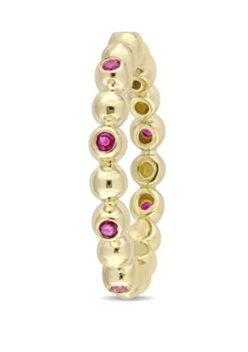 Ruby Beaded Eternity Ring in 14k Yellow Gold