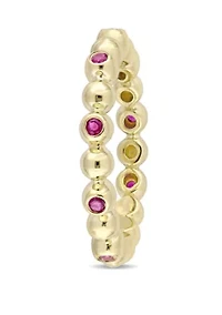 Ruby Beaded Eternity Ring in 14k Yellow Gold