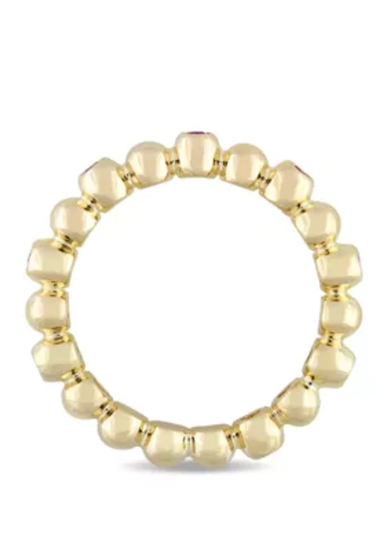 Ruby Beaded Eternity Ring in 14k Yellow Gold