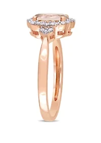 1.14 ct. t.w. Morganite and 1/8 Diamond Halo Ring 10k Rose Gold