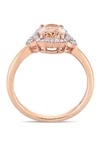 1.14 ct. t.w. Morganite and 1/8 Diamond Halo Ring 10k Rose Gold