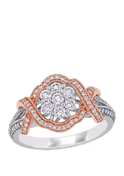 5/8 ct. t.w. Diamond Floral Twist Ring 14k White and Rose Gold