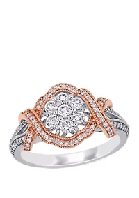 5/8 ct. t.w. Diamond Floral Twist Ring 14k White and Rose Gold
