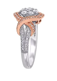 5/8 ct. t.w. Diamond Floral Twist Ring 14k White and Rose Gold