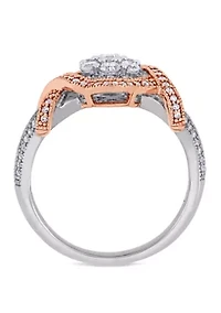 5/8 ct. t.w. Diamond Floral Twist Ring 14k White and Rose Gold