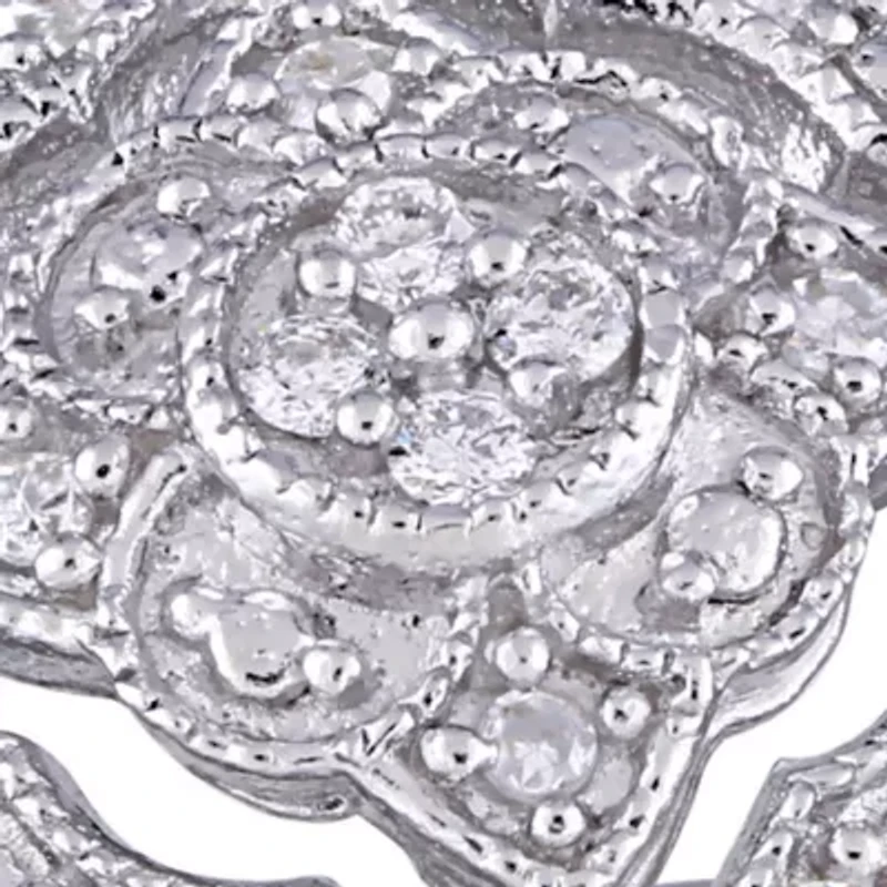 1/4 ct. t.w. Diamond Halo Bridal Set Sterling Silver