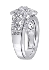 1/4 ct. t.w. Diamond Halo Bridal Set Sterling Silver