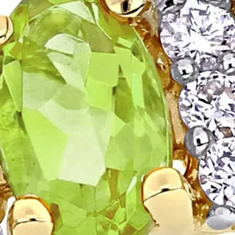 1.2 ct. t.w. Peridot and 1/6 Diamond Semi Eternity Ring 14k Yellow Gold