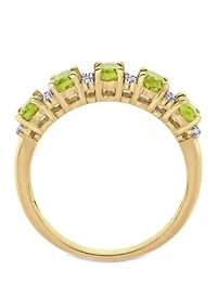 1.2 ct. t.w. Peridot and 1/6 Diamond Semi Eternity Ring 14k Yellow Gold