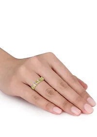 1.2 ct. t.w. Peridot and 1/6 Diamond Semi Eternity Ring 14k Yellow Gold