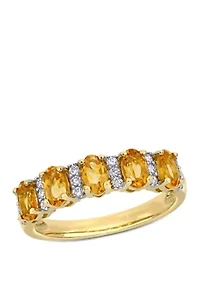 1.16 ct. t.w Citrine and 1/6 t.w. Diamond Semi Eternity Ring 14k Yellow Gold