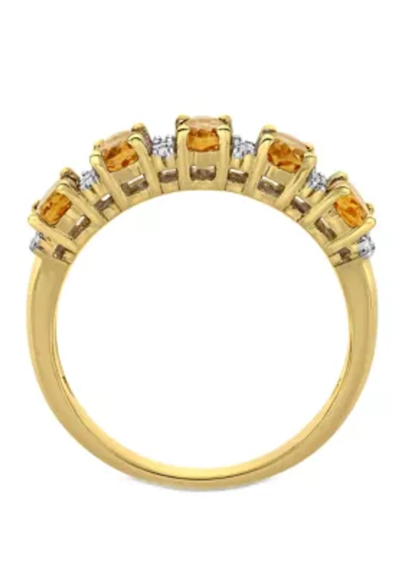 1.16 ct. t.w Citrine and 1/6 t.w. Diamond Semi Eternity Ring 14k Yellow Gold