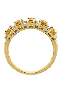1.16 ct. t.w Citrine and 1/6 t.w. Diamond Semi Eternity Ring 14k Yellow Gold