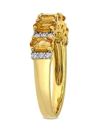1.16 ct. t.w Citrine and 1/6 t.w. Diamond Semi Eternity Ring 14k Yellow Gold