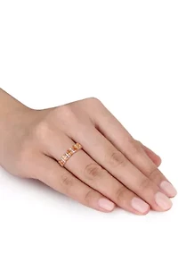 1.16 ct. t.w Citrine and 1/6 t.w. Diamond Semi Eternity Ring 14k Yellow Gold