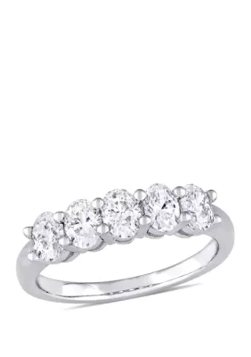 1 ct. t.w. Oval Cut Diamond Semi Eternity Band 14k White Gold