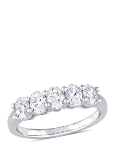 1 ct. t.w. Oval Cut Diamond Semi Eternity Band 14k White Gold