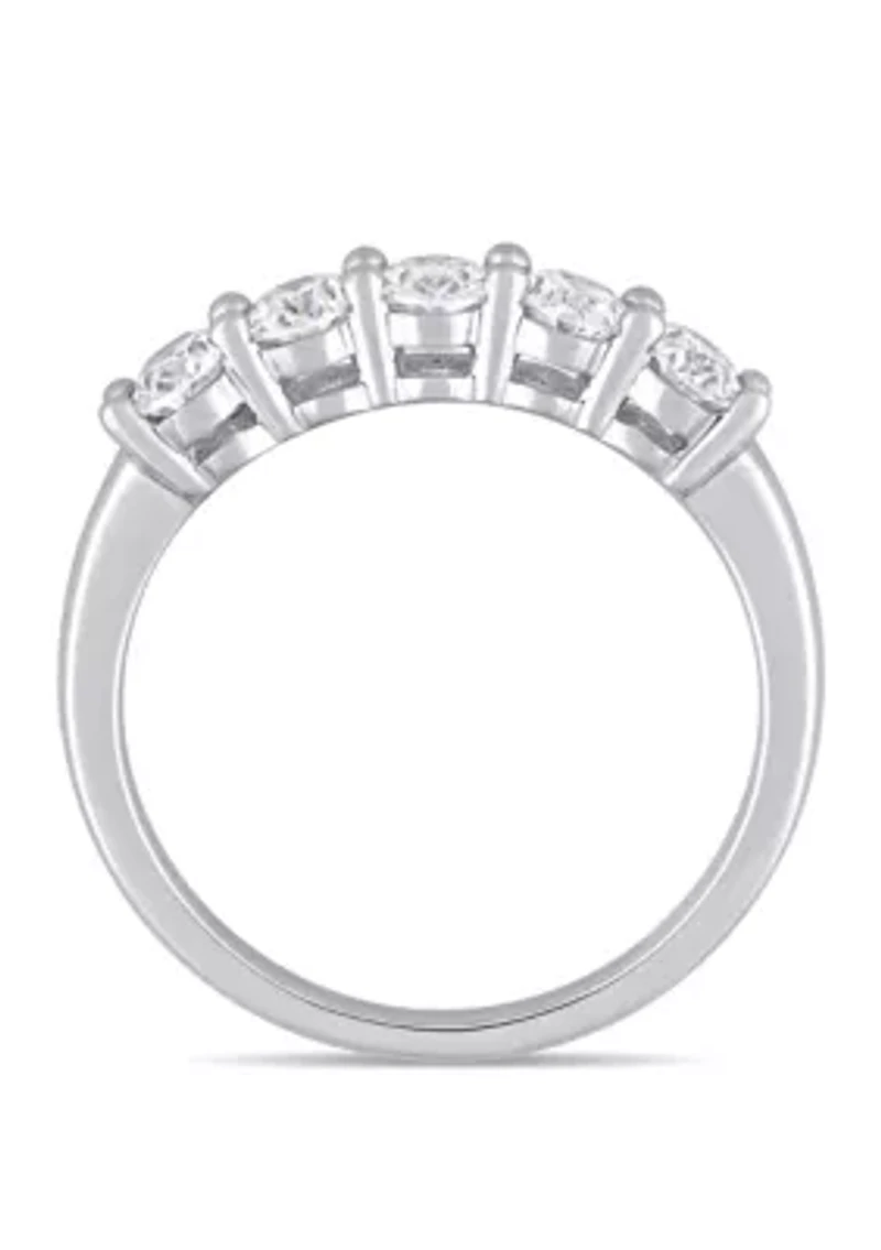 1 ct. t.w. Oval Cut Diamond Semi Eternity Band 14k White Gold
