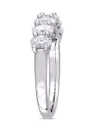 1.33 ct. t.w. Oval Cut Diamond Semi-Eternity Ring 14k White Gold