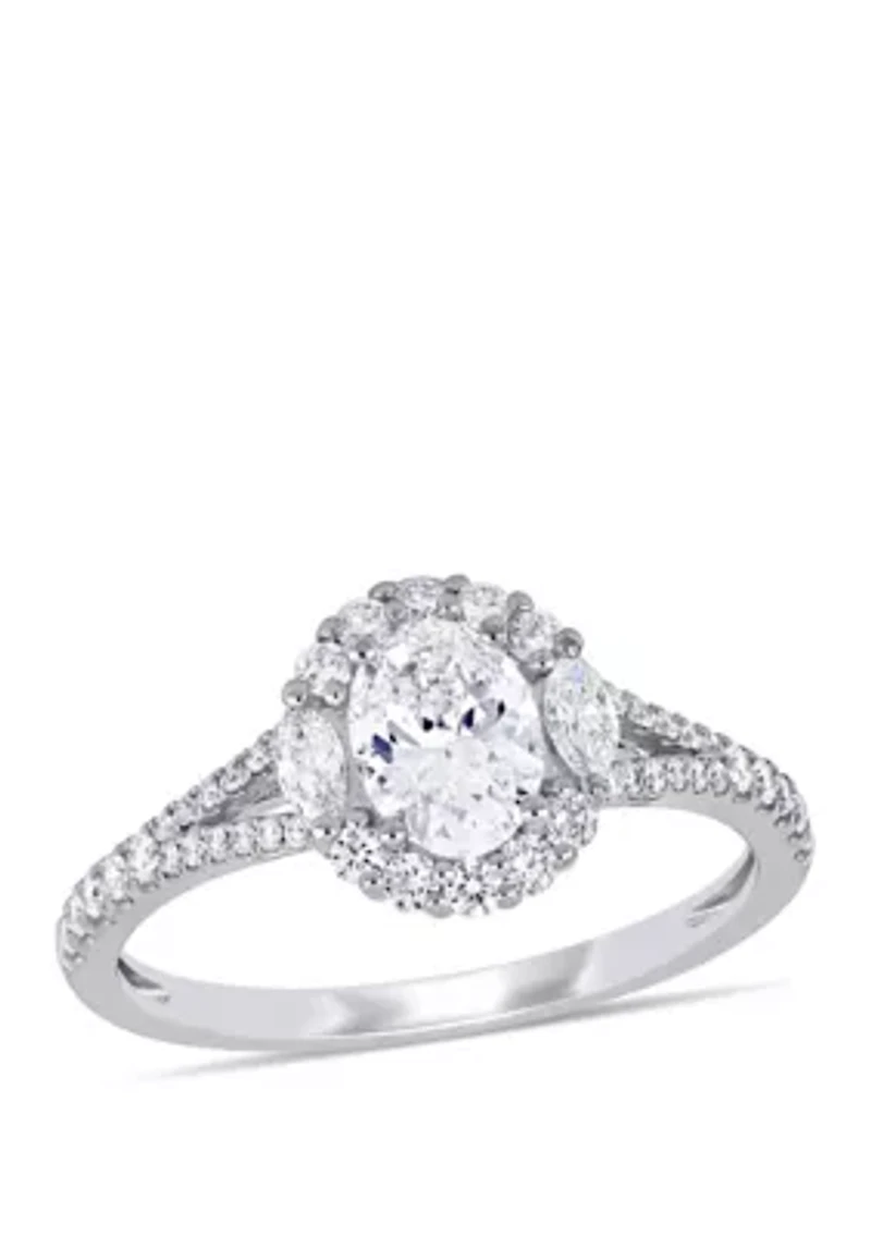 1.13 ct. t.w. Diamond Halo Engagement Ring 14k White Gold