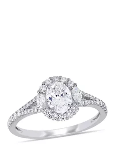 1.13 ct. t.w. Diamond Halo Engagement Ring 14k White Gold