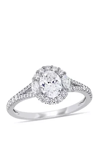 1.13 ct. t.w. Diamond Halo Engagement Ring 14k White Gold