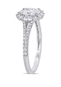 1.13 ct. t.w. Diamond Halo Engagement Ring 14k White Gold