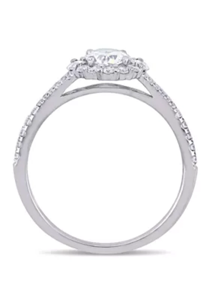 1.13 ct. t.w. Diamond Halo Engagement Ring 14k White Gold