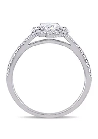 1.13 ct. t.w. Diamond Halo Engagement Ring 14k White Gold