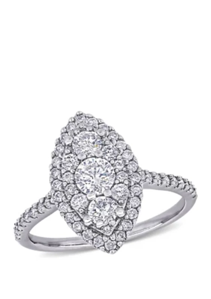 1 ct. t.w. Diamond Marquise Shape Composite Engagement Ring 10k White Gold
