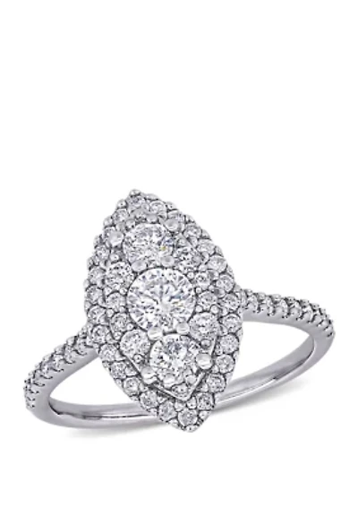 1 ct. t.w. Diamond Marquise Shape Composite Engagement Ring 10k White Gold