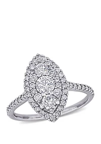1 ct. t.w. Diamond Marquise Shape Composite Engagement Ring 10k White Gold