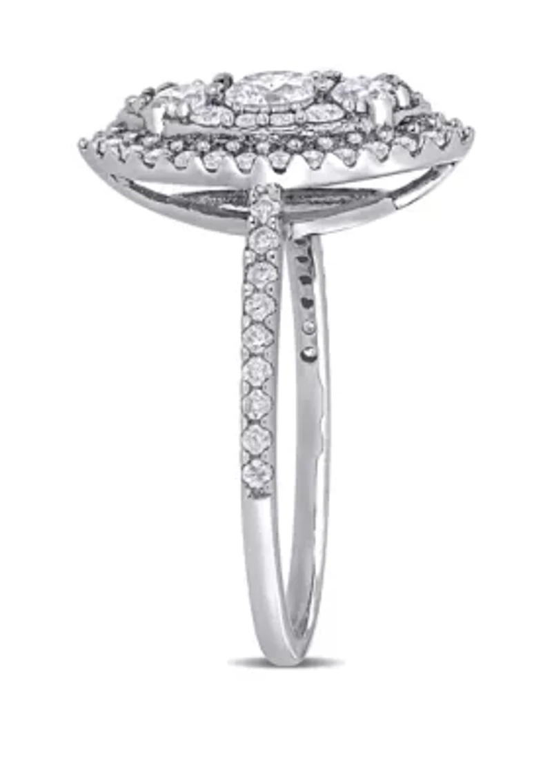 1 ct. t.w. Diamond Marquise Shape Composite Engagement Ring 10k White Gold