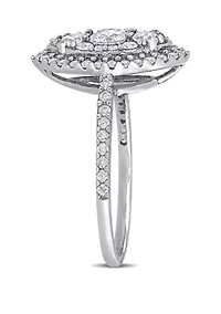 1 ct. t.w. Diamond Marquise Shape Composite Engagement Ring 10k White Gold