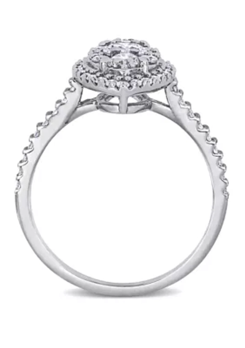 1 ct. t.w. Diamond Marquise Shape Composite Engagement Ring 10k White Gold