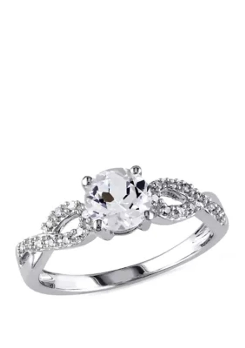 1.0 ct. t.w. Created White Sapphire and 1/10 Diamond Infinity Ring 10k Gold