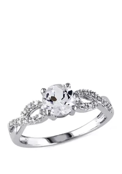 1.0 ct. t.w. Created White Sapphire and 1/10 Diamond Infinity Ring 10k Gold