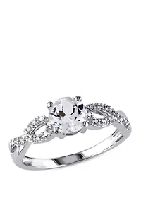 1.0 ct. t.w. Created White Sapphire and 1/10 Diamond Infinity Ring 10k Gold