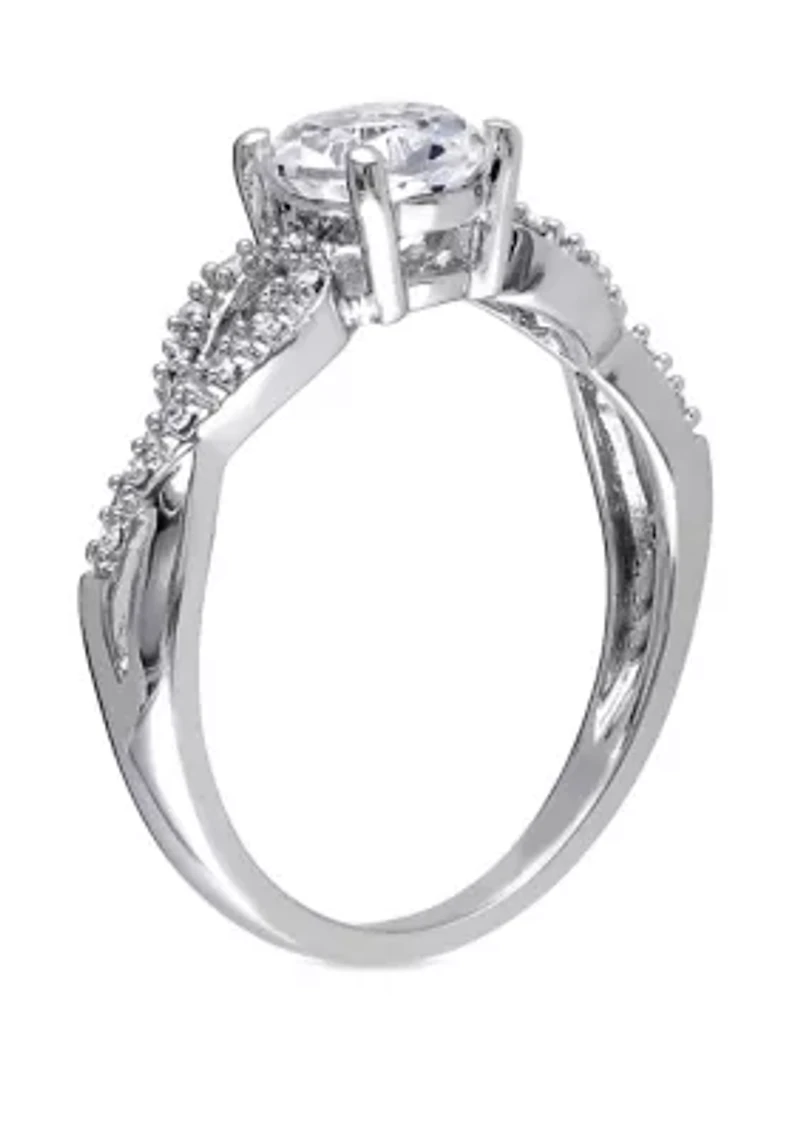1.0 ct. t.w. Created White Sapphire and 1/10 Diamond Infinity Ring 10k Gold