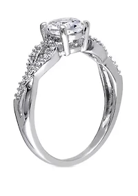 1.0 ct. t.w. Created White Sapphire and 1/10 Diamond Infinity Ring 10k Gold