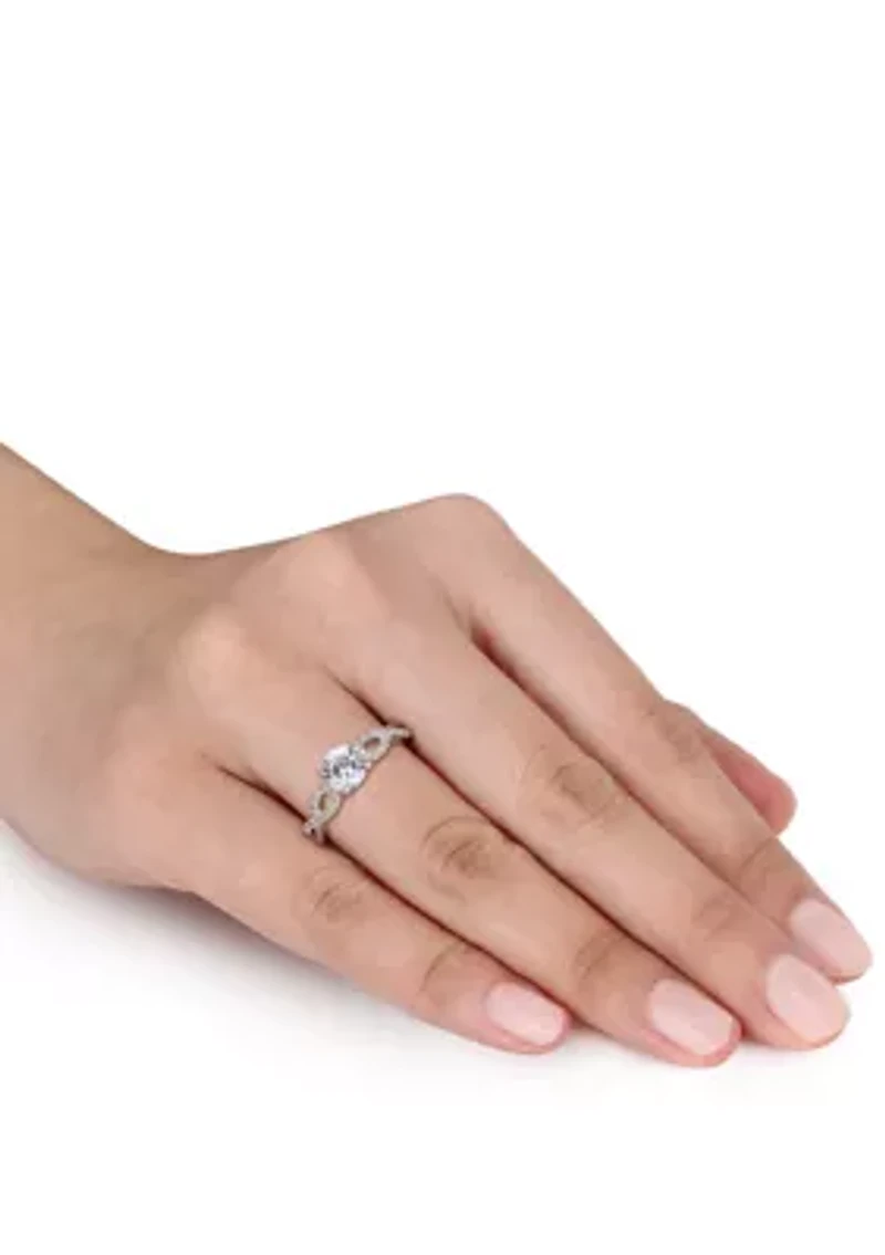 1.0 ct. t.w. Created White Sapphire and 1/10 Diamond Infinity Ring 10k Gold
