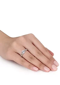 1.0 ct. t.w. Created White Sapphire and 1/10 Diamond Infinity Ring 10k Gold
