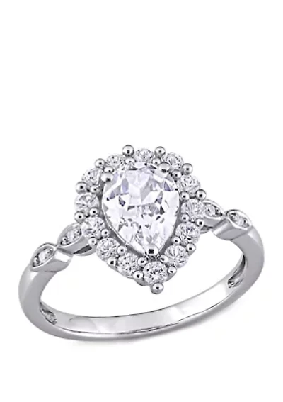 2.38 ct. t.w. Created White Sapphire and Diamond Accent Halo Engagement Ring 10k Gold