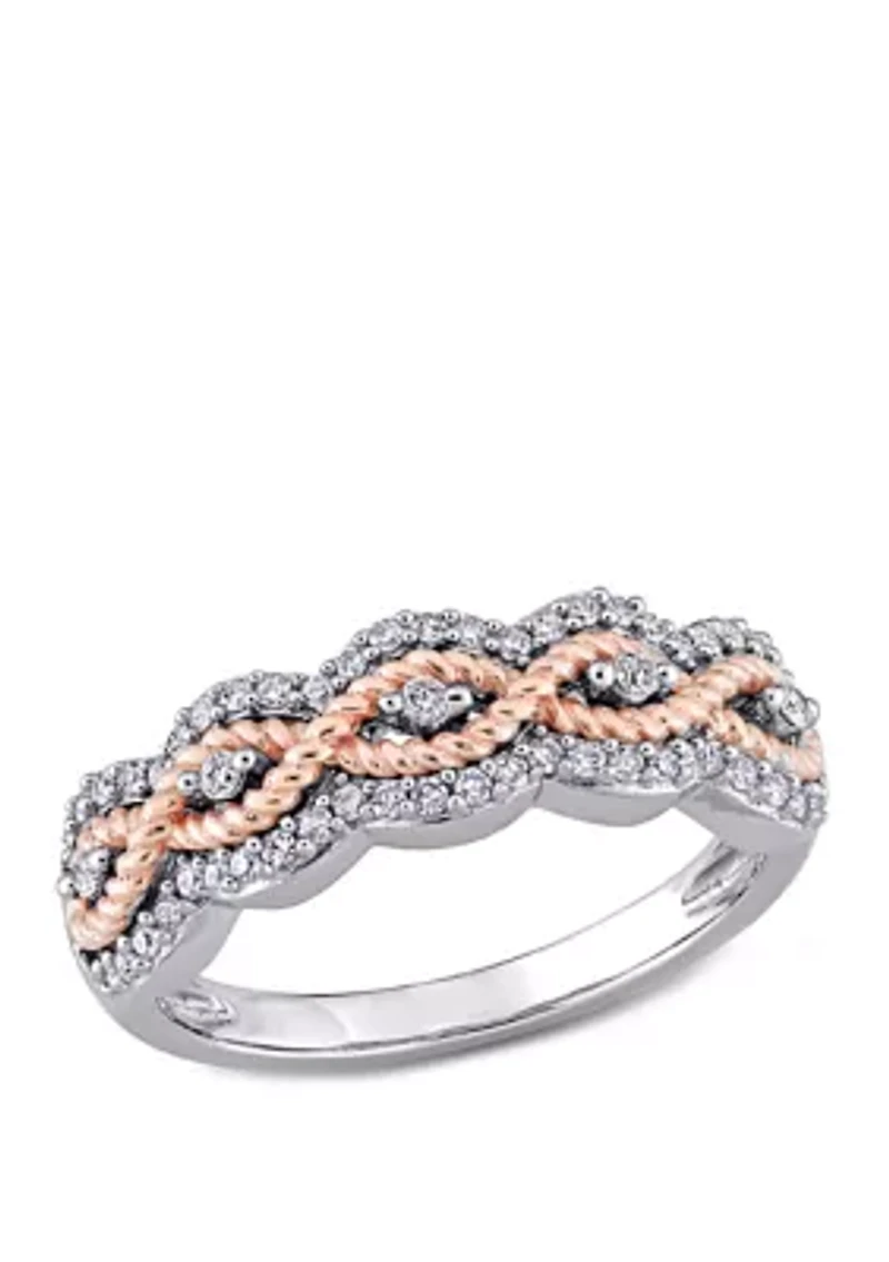 1/4 ct. t.w. Diamond Braided Ring 10k 2 Tone Rose and White Gold