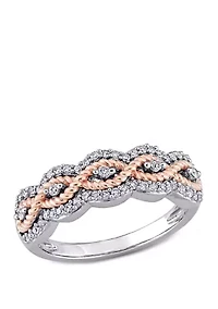1/4 ct. t.w. Diamond Braided Ring 10k 2 Tone Rose and White Gold