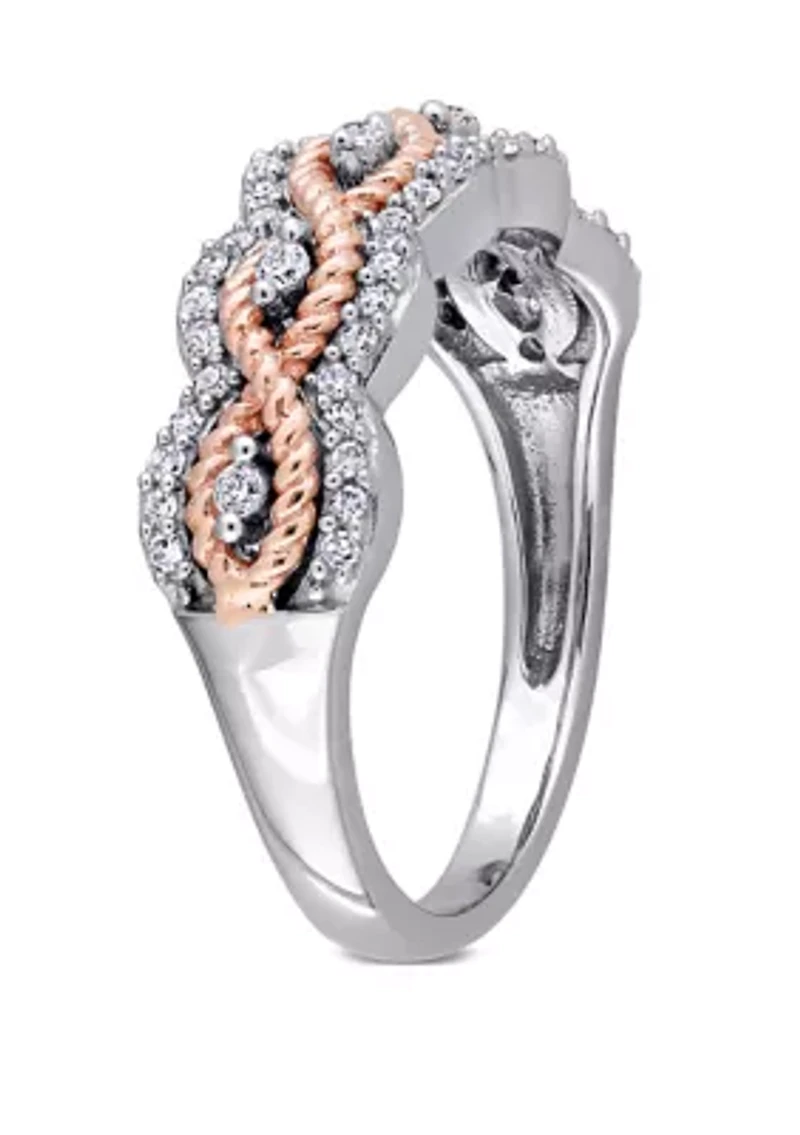 1/4 ct. t.w. Diamond Braided Ring 10k 2 Tone Rose and White Gold